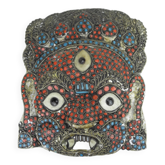 Ancient nepalese mask mahakala antique nepali mask ritual tibet art