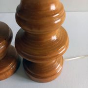 Pair of wooden lamp legs turned vintage 70s