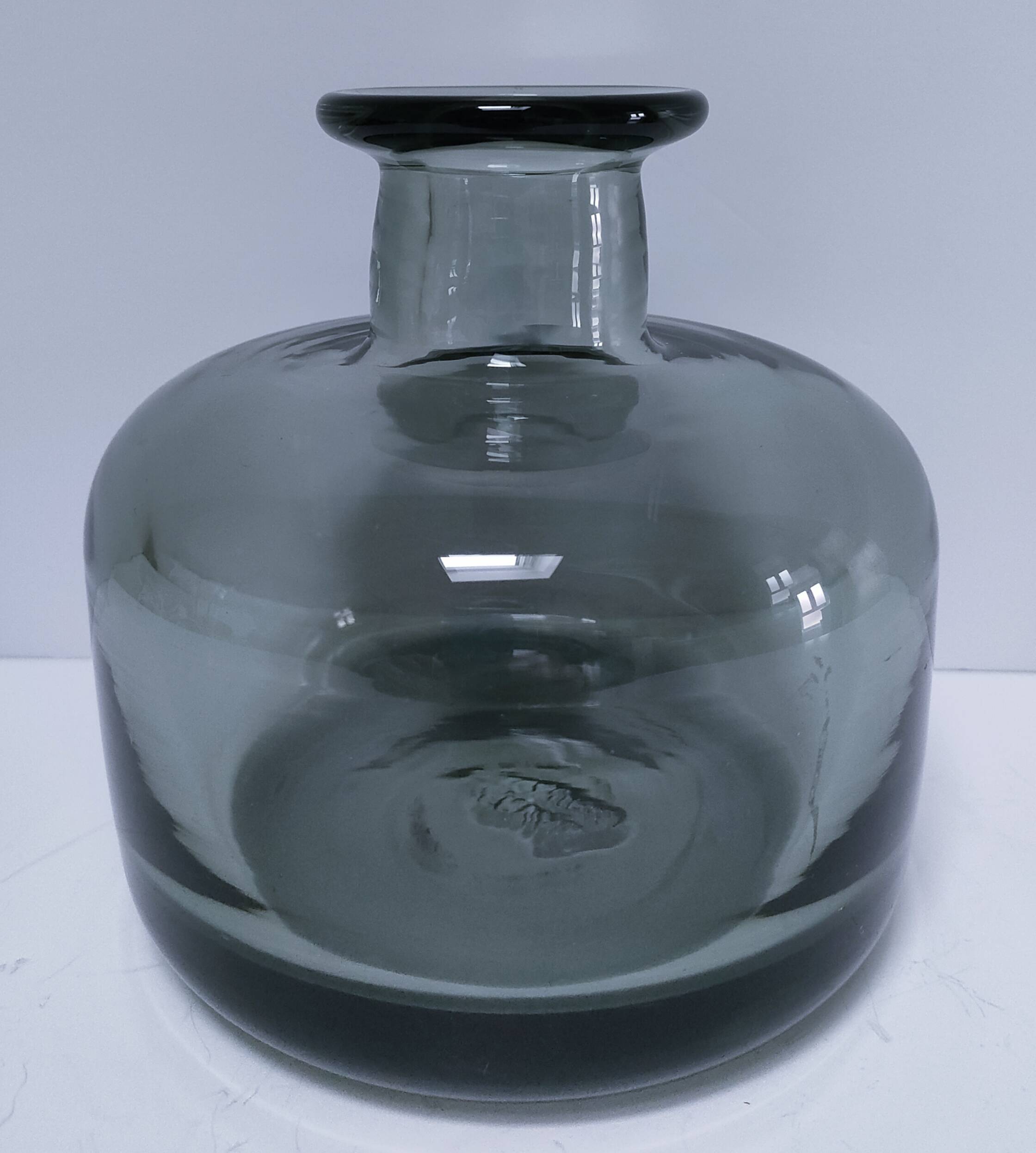smoked grey glass vase Vallauris 1970s