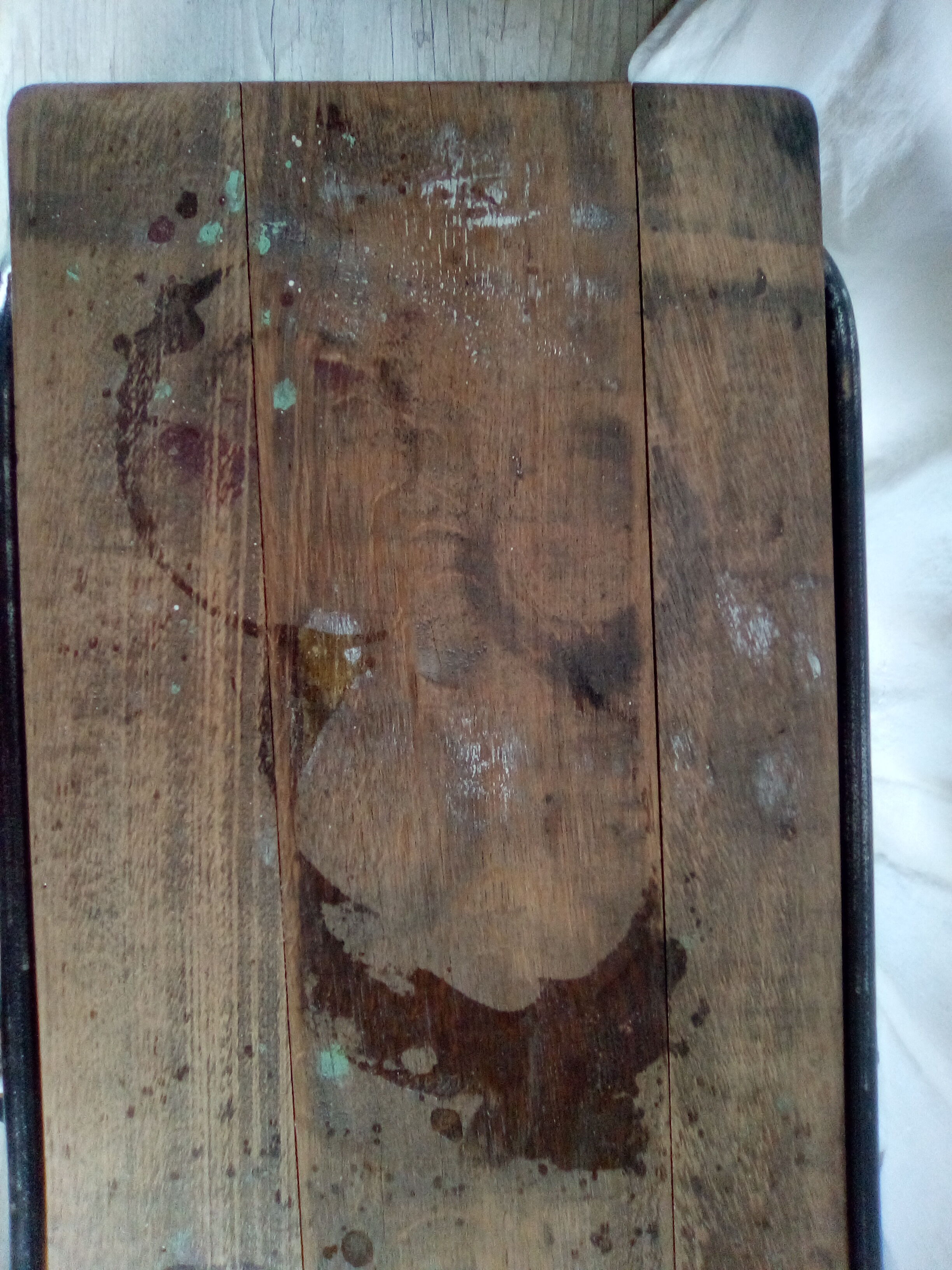 2-level industrial wood and metal side table