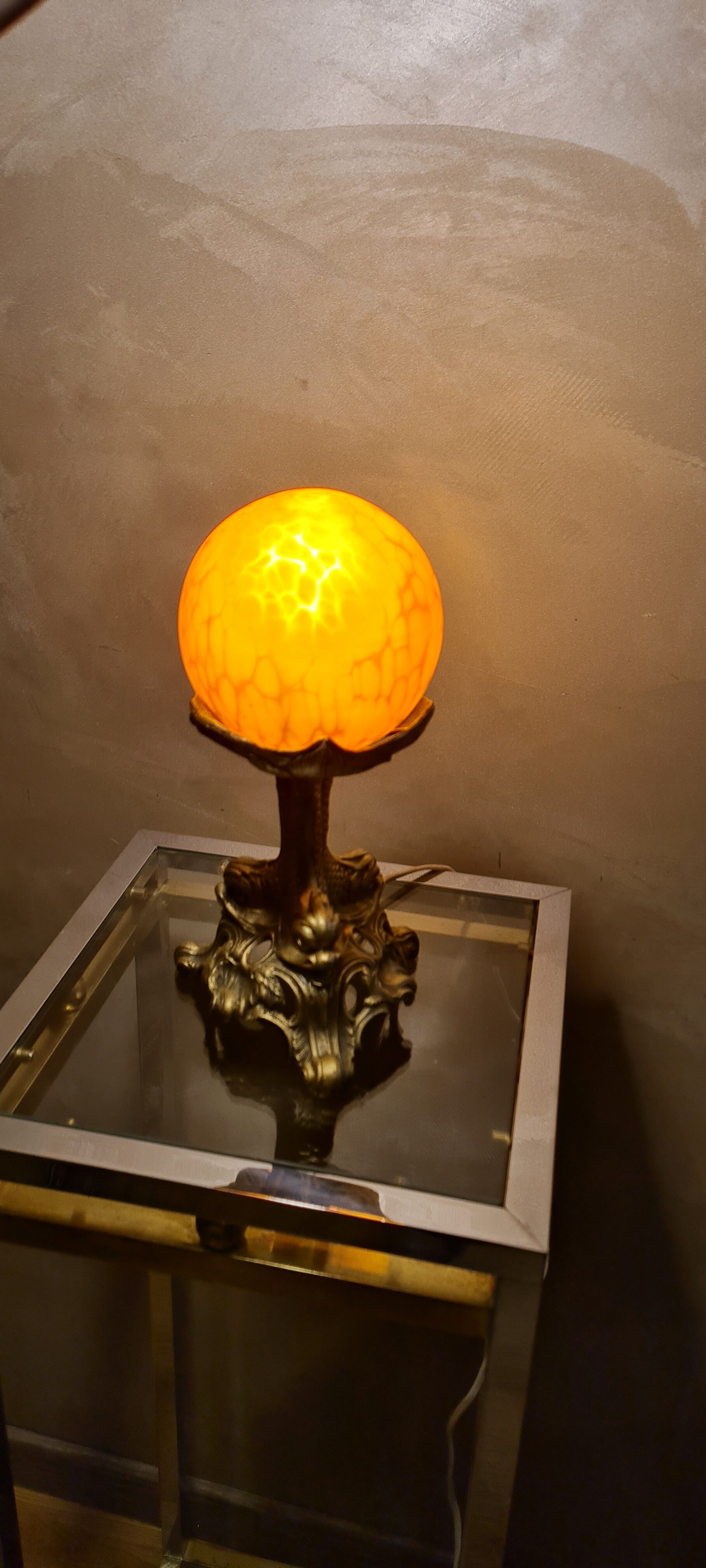 Art deco lamp 1920 to 30 metal patina gold 28x15