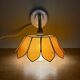 Vintage angled wall lamp with mother-of-pearl lampshade and vintage tulip in white glass