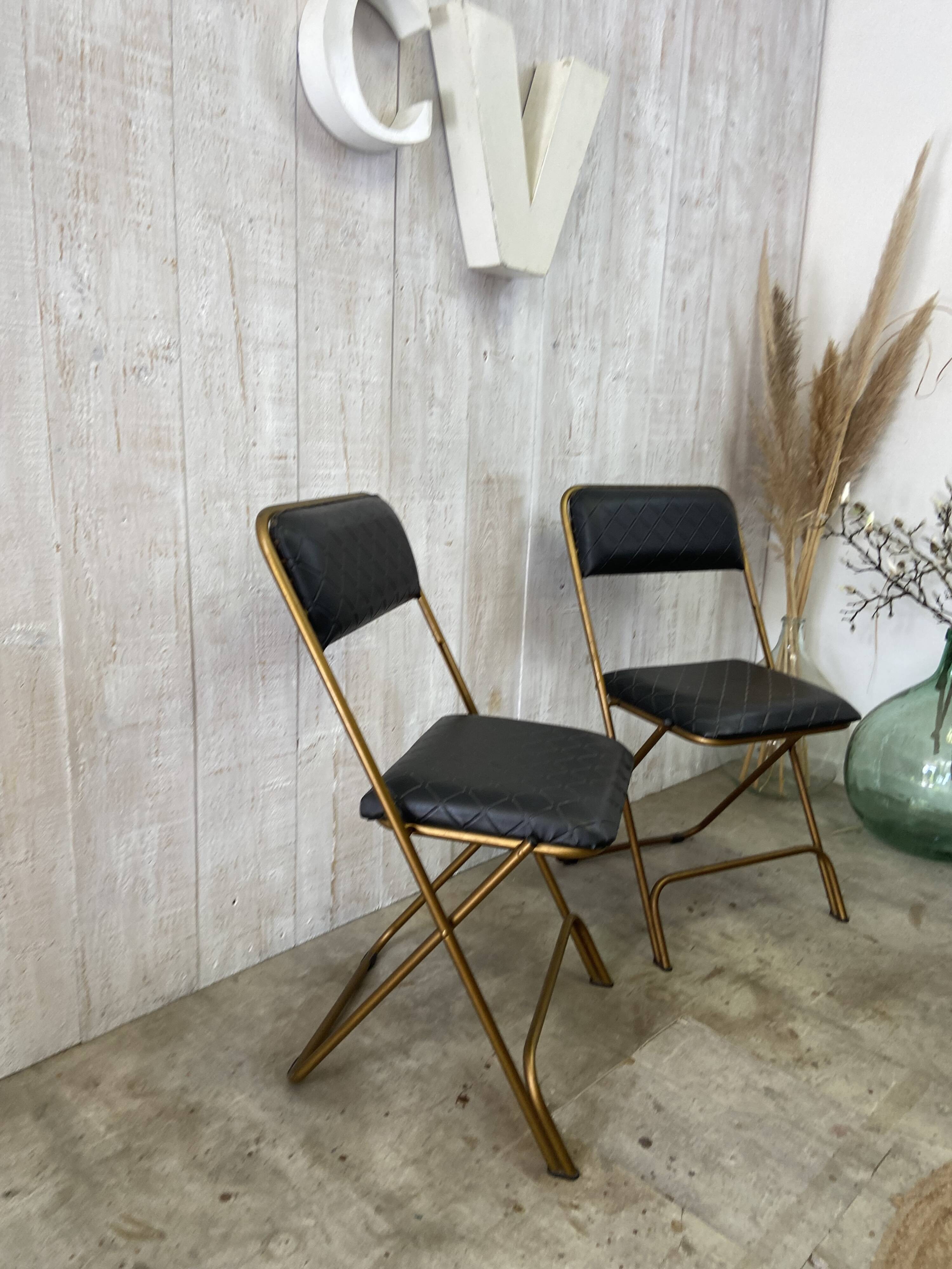 Paire de chaises pliantes vintage