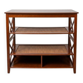 Console shelf in wood and wicker, colonial style.