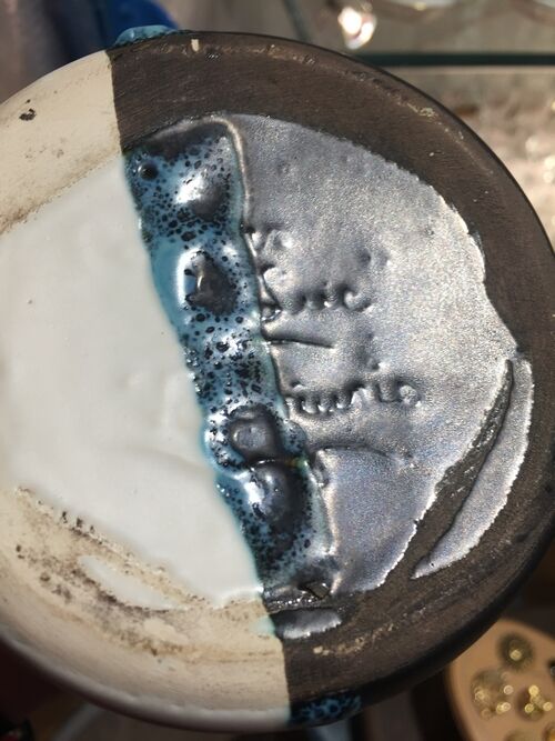 Vase luc Vallauris in white and black ceramic