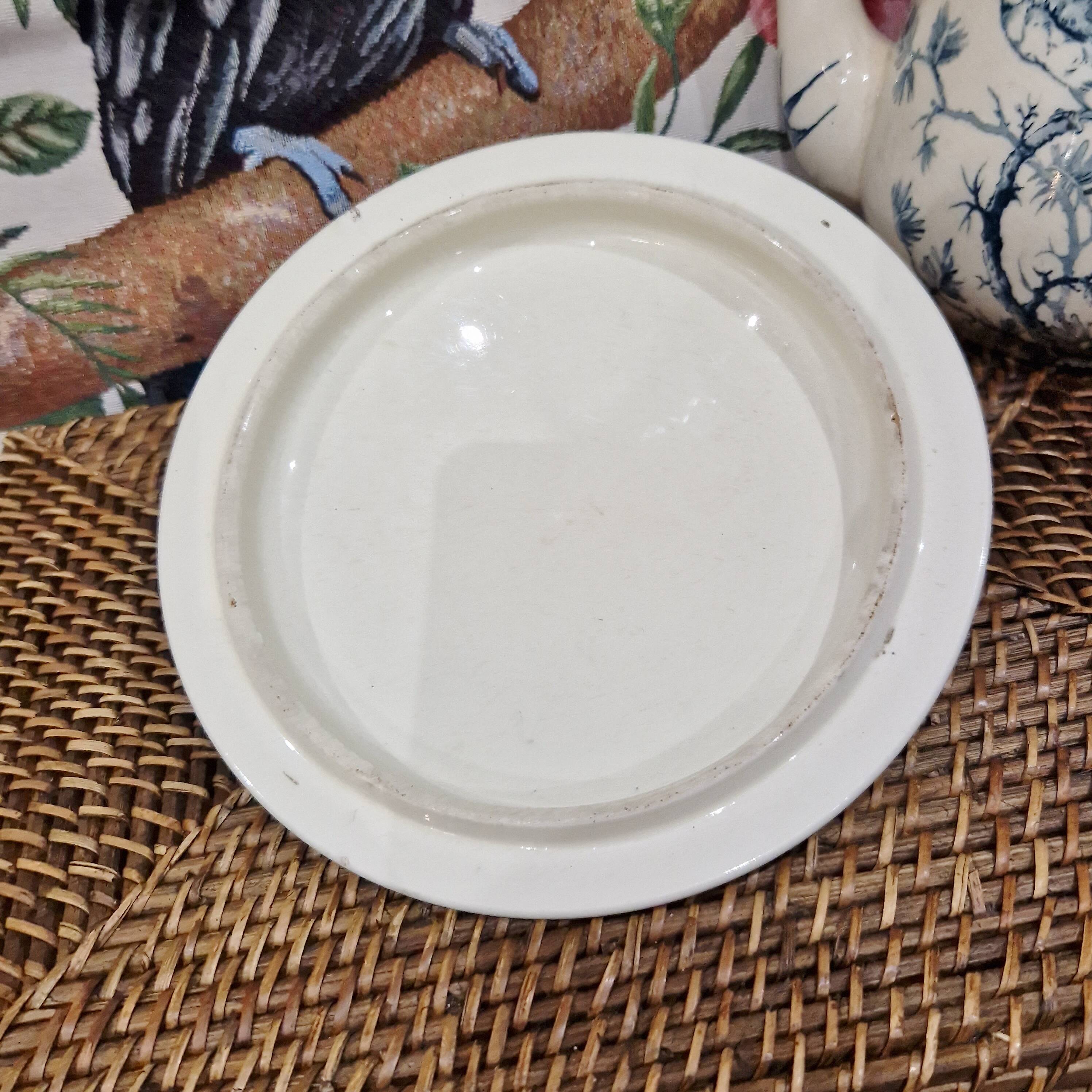 Petite soupière rare terre de fer ancienne salins rigal ameline motif cambaceres décor bleu abeilles