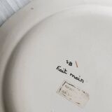 Earthenware plate, hand-painted floral and bird motif