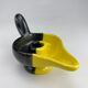 Mid-century yellow and black ceramic cellar rat candle holder