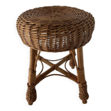 Round rattan stool (1950s)