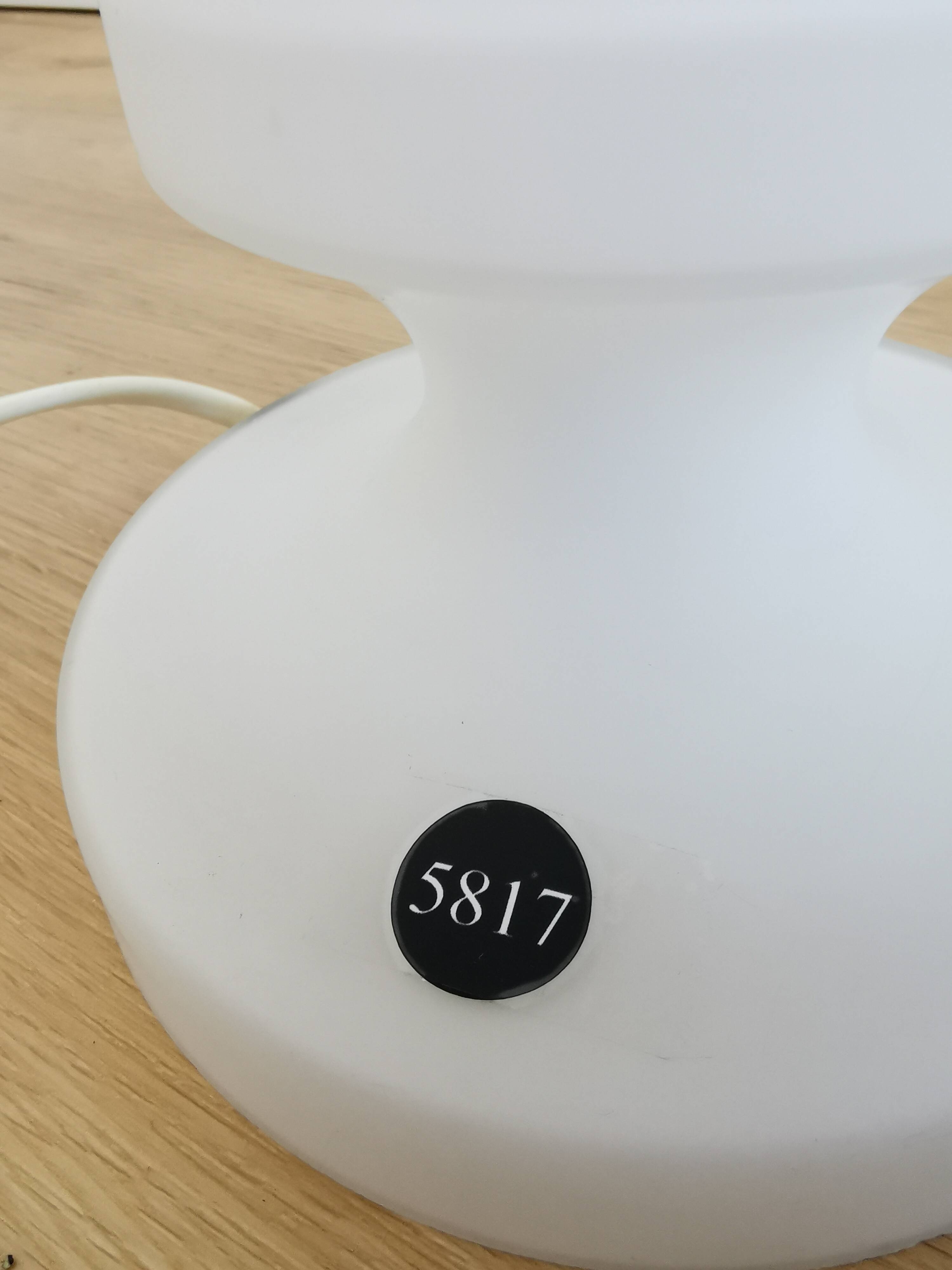 Set of 2 Vintage White Glass Table Lamp by Ivan Jakes, Czechoslovakia 1960s