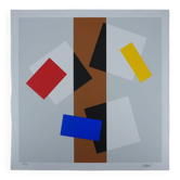 Joel froment: composition with golden line, original signed silkscreen print