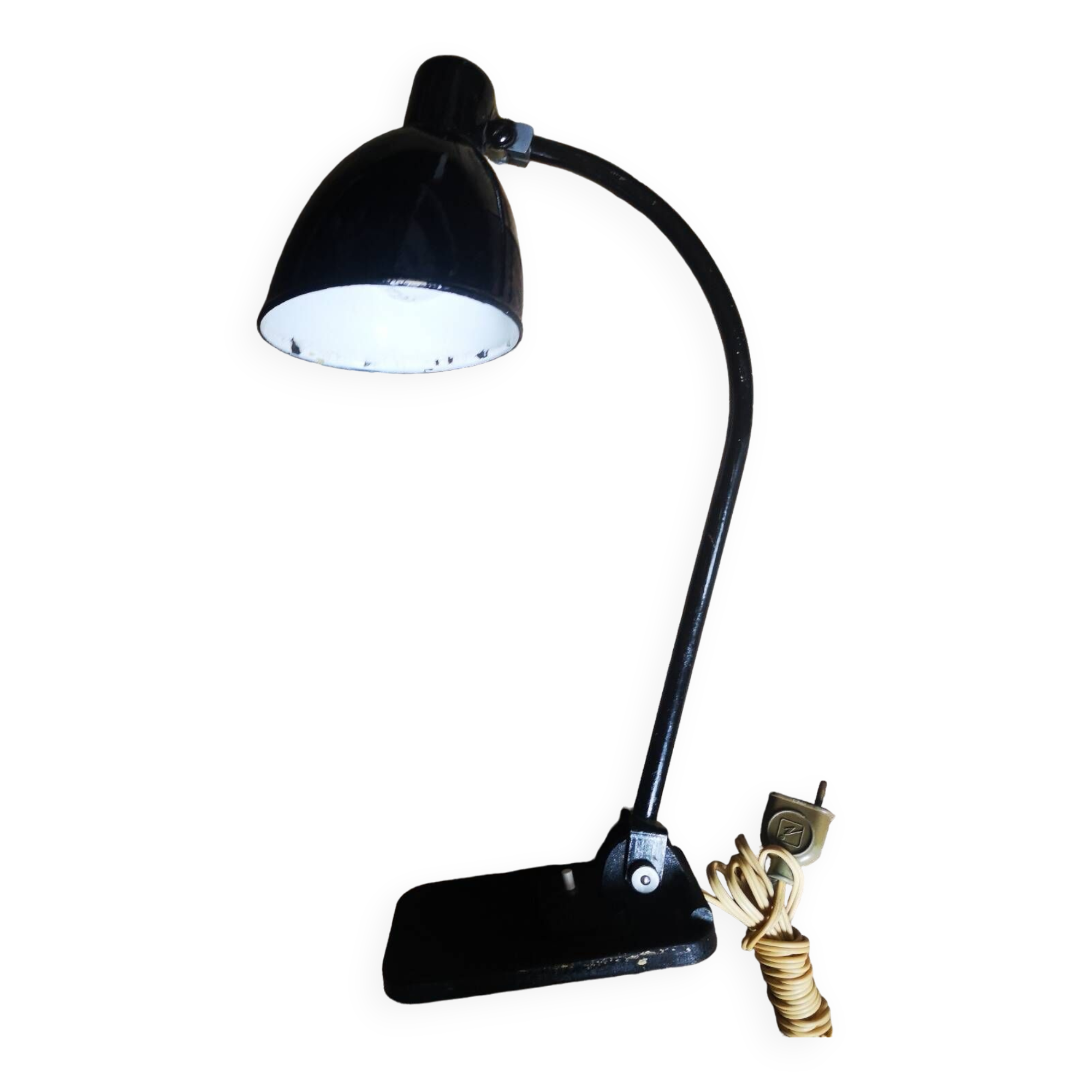 Lampe moderniste en tôle laquée noir