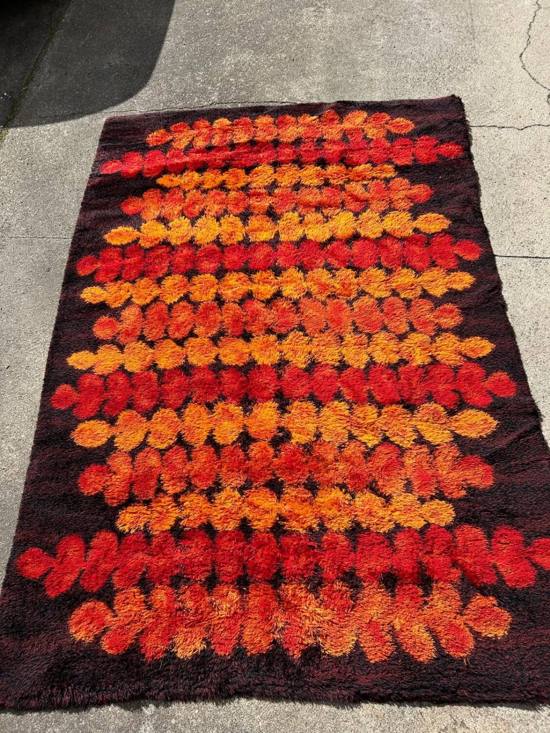 Large Vintage Scandinavian Space Age Wool Rug Circa 1970
