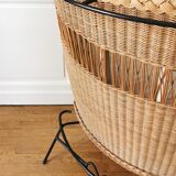 Bar and its 2 rattan stools, 1950