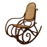 Rocking chair en bois courbé vintage dans la tradition thonet, par fmg, années 1940.
