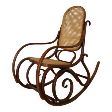 Rocking chair en bois courbé vintage dans la tradition thonet, par fmg, années 1940.