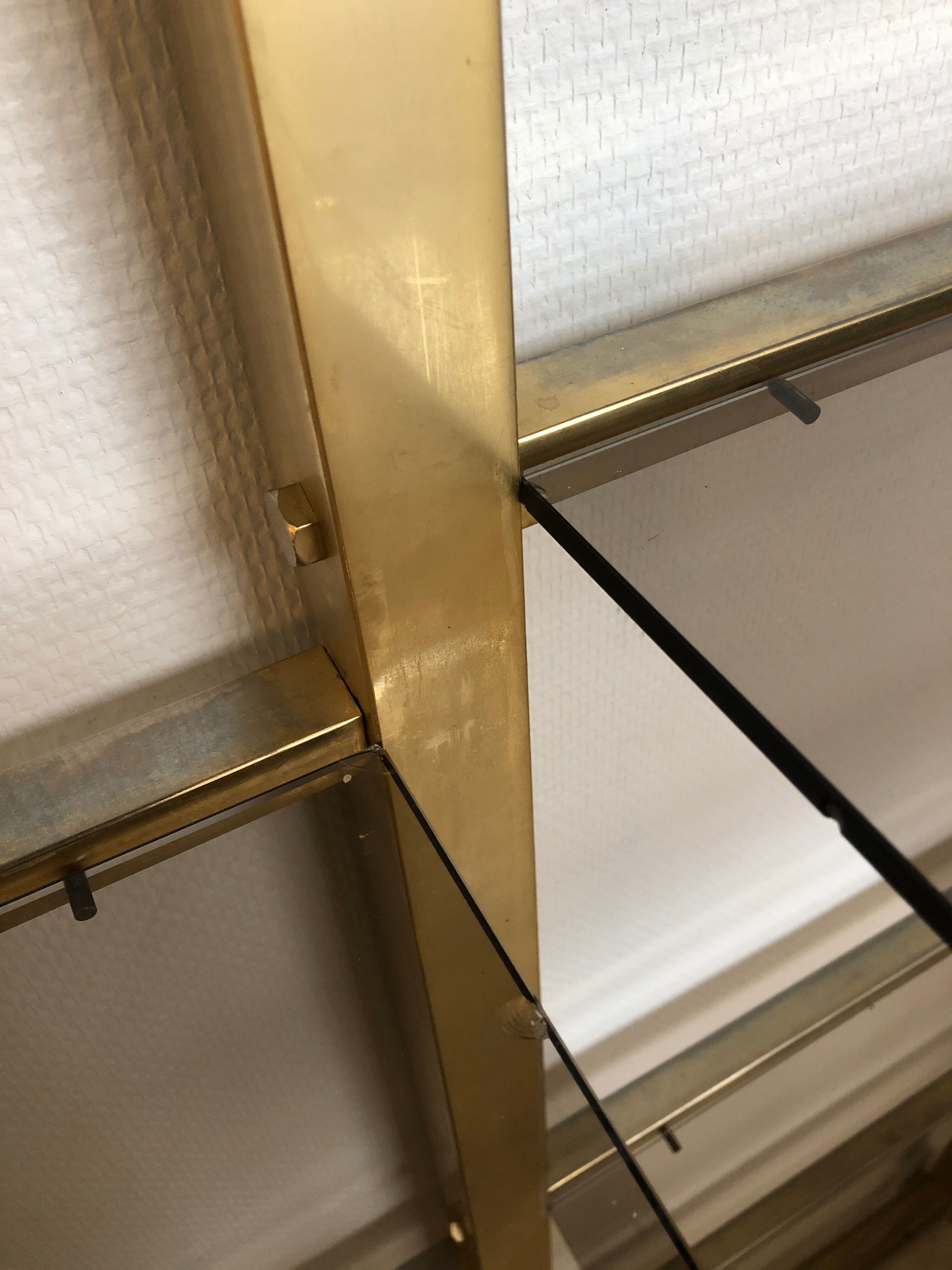 Brass library and smoked glass, 1970