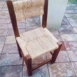 6 chaises rustiques en bois et paille