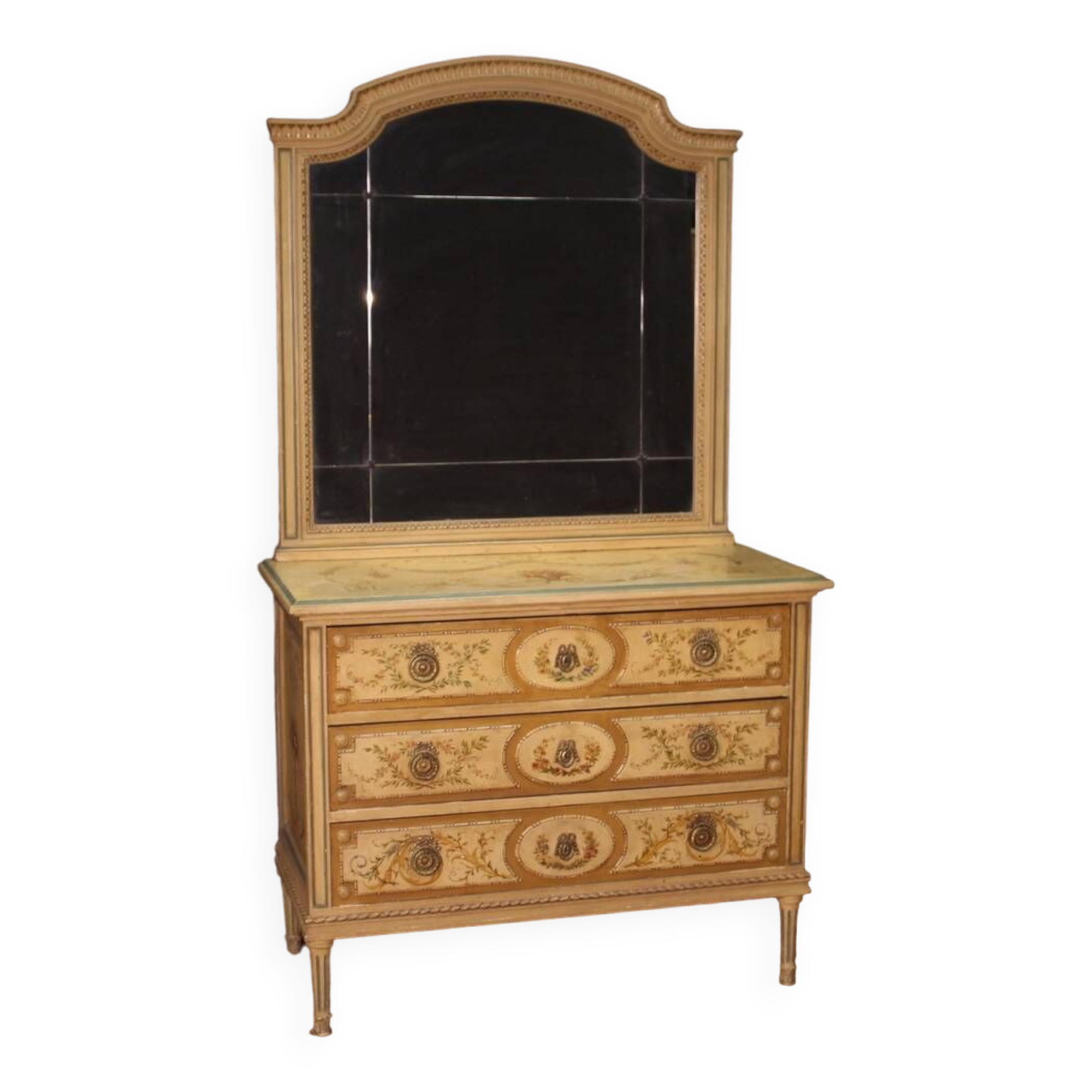 Dresser in lacquered wood with mirror Louis XVI style from the 20th century