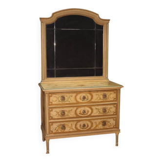 Dresser in lacquered wood with mirror Louis XVI style from the 20th century