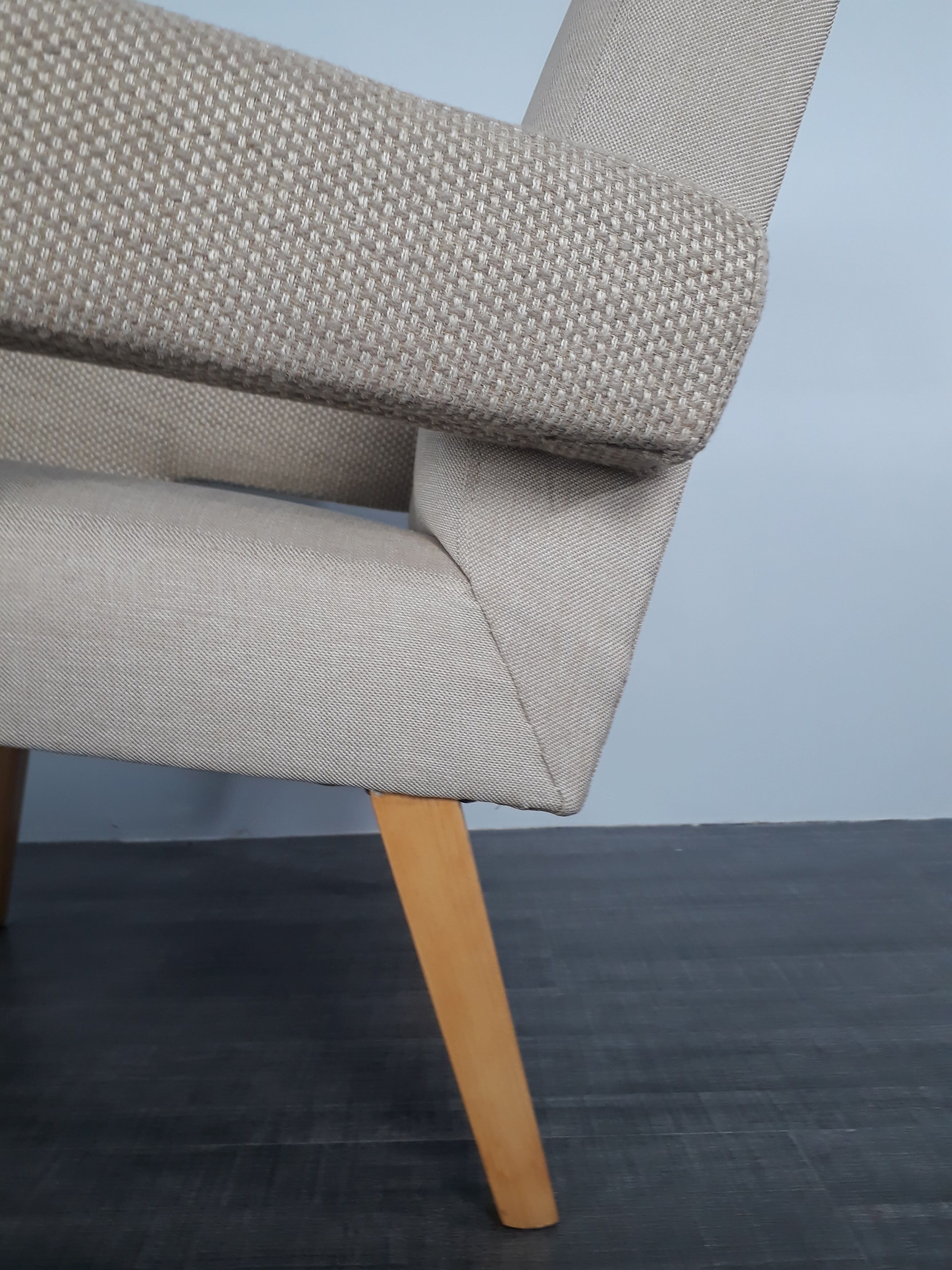 Pair of Jitona armchairs reupholstered Beige Fabric, Czech 1960s