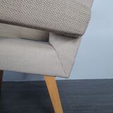 Pair of Jitona armchairs reupholstered Beige Fabric, Czech 1960s