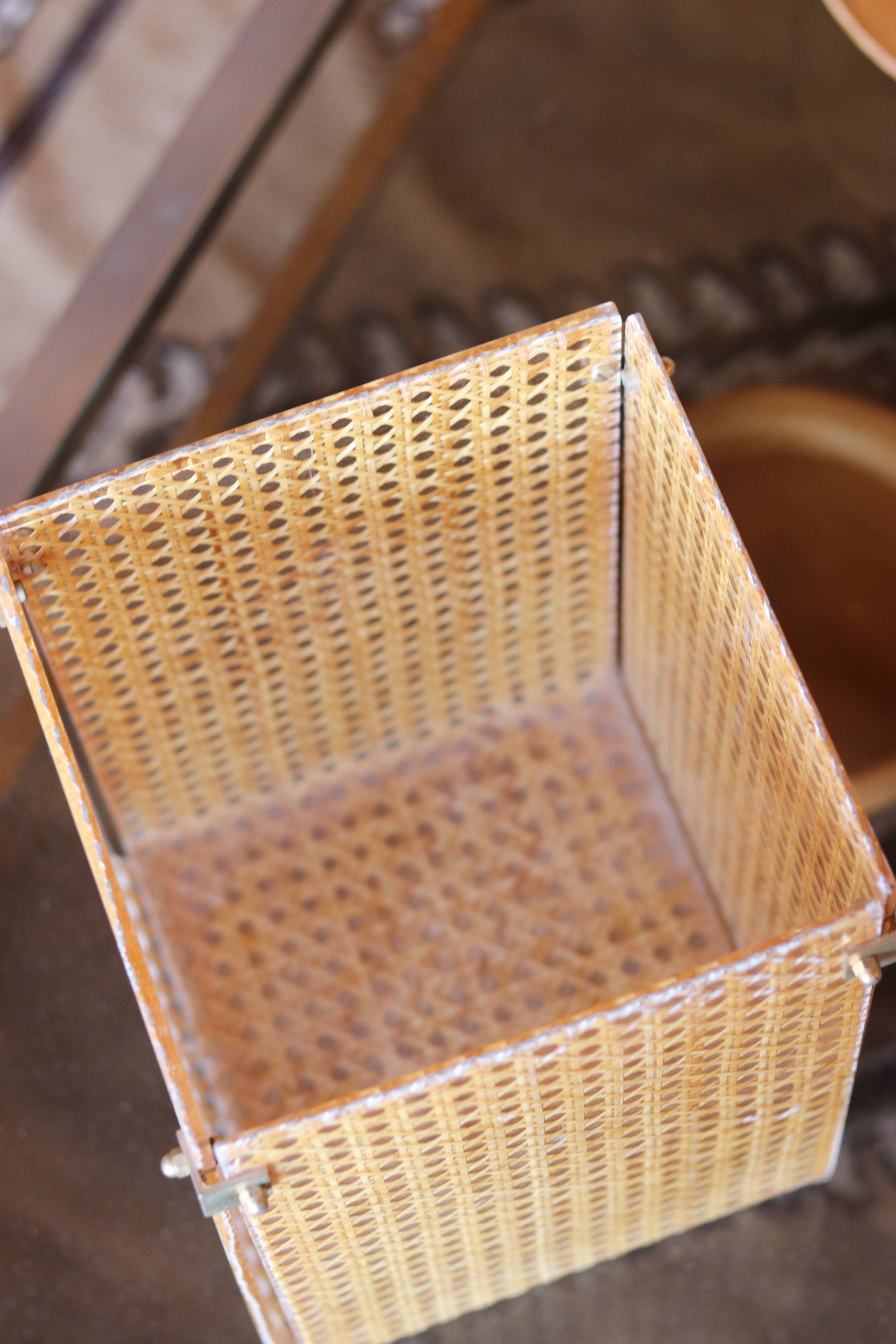 Cane and plexiglass basket, 1970s