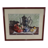 Still life at lunch, watercolor signed