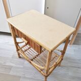 Bedside table, vintage wicker rattan nightstand
