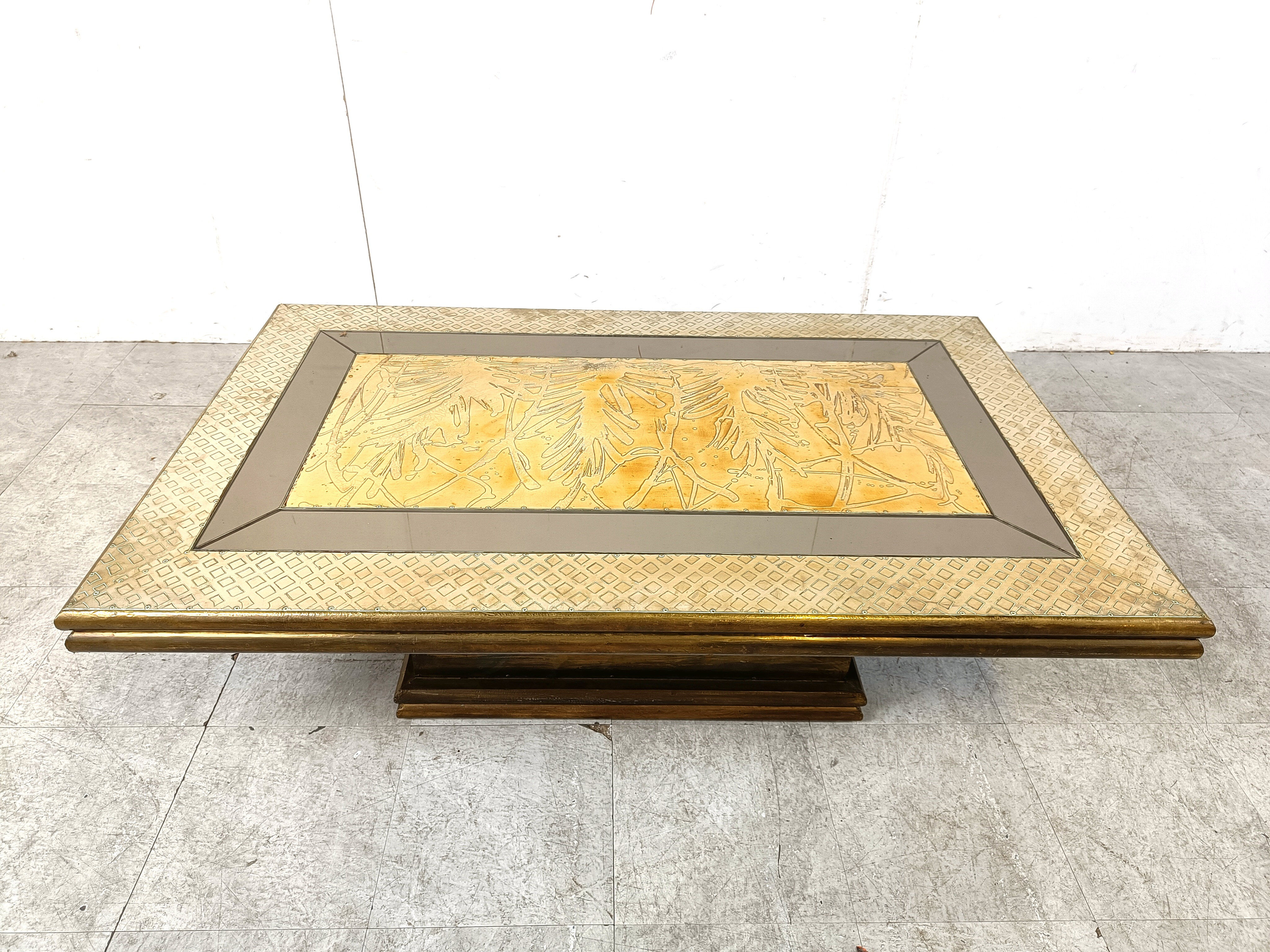 Vintage brass coffee table by Rodolfo Dubarry, 1970s