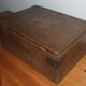Old box with inscription, fittings, lock and key