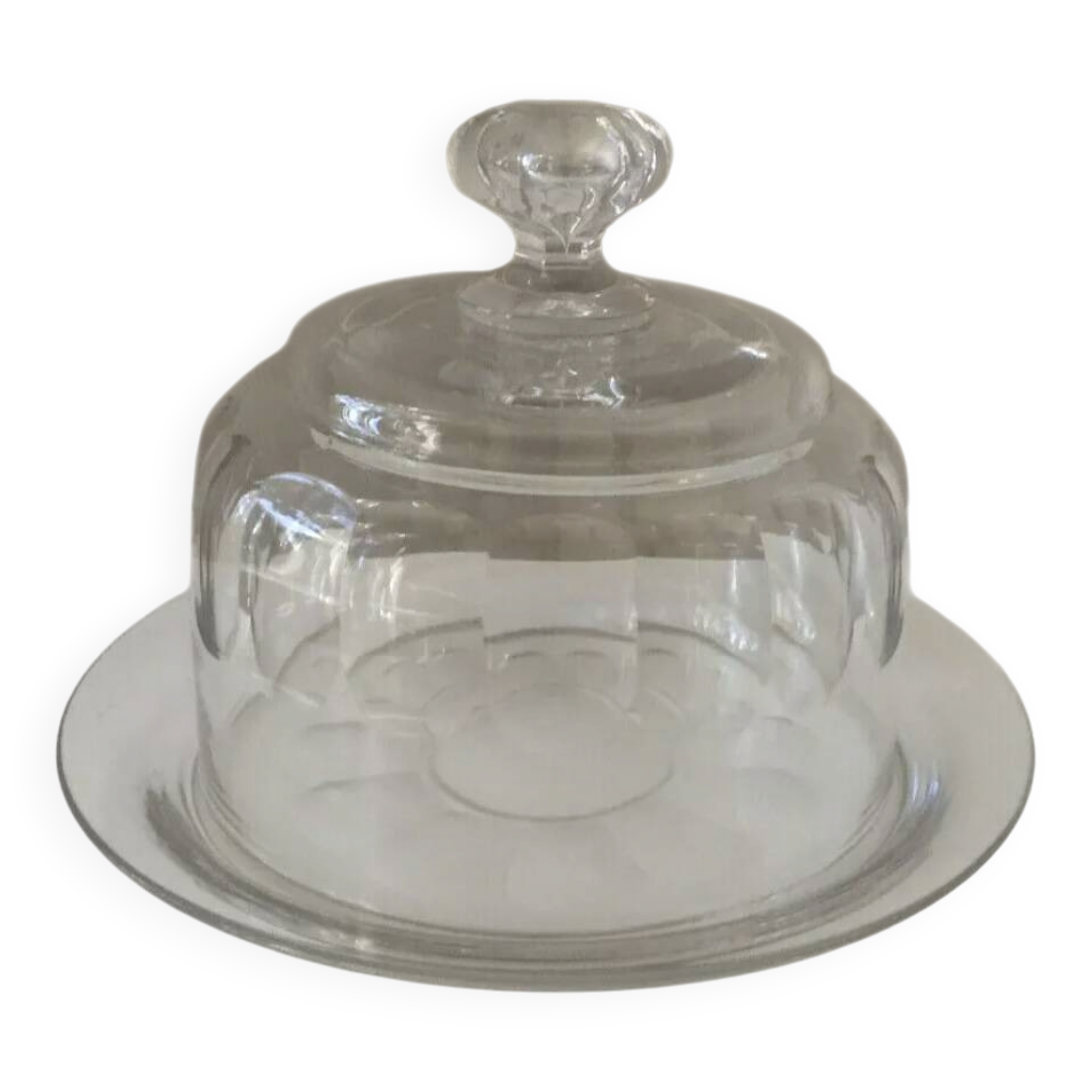 Beautiful cheese dome and its crystal tray