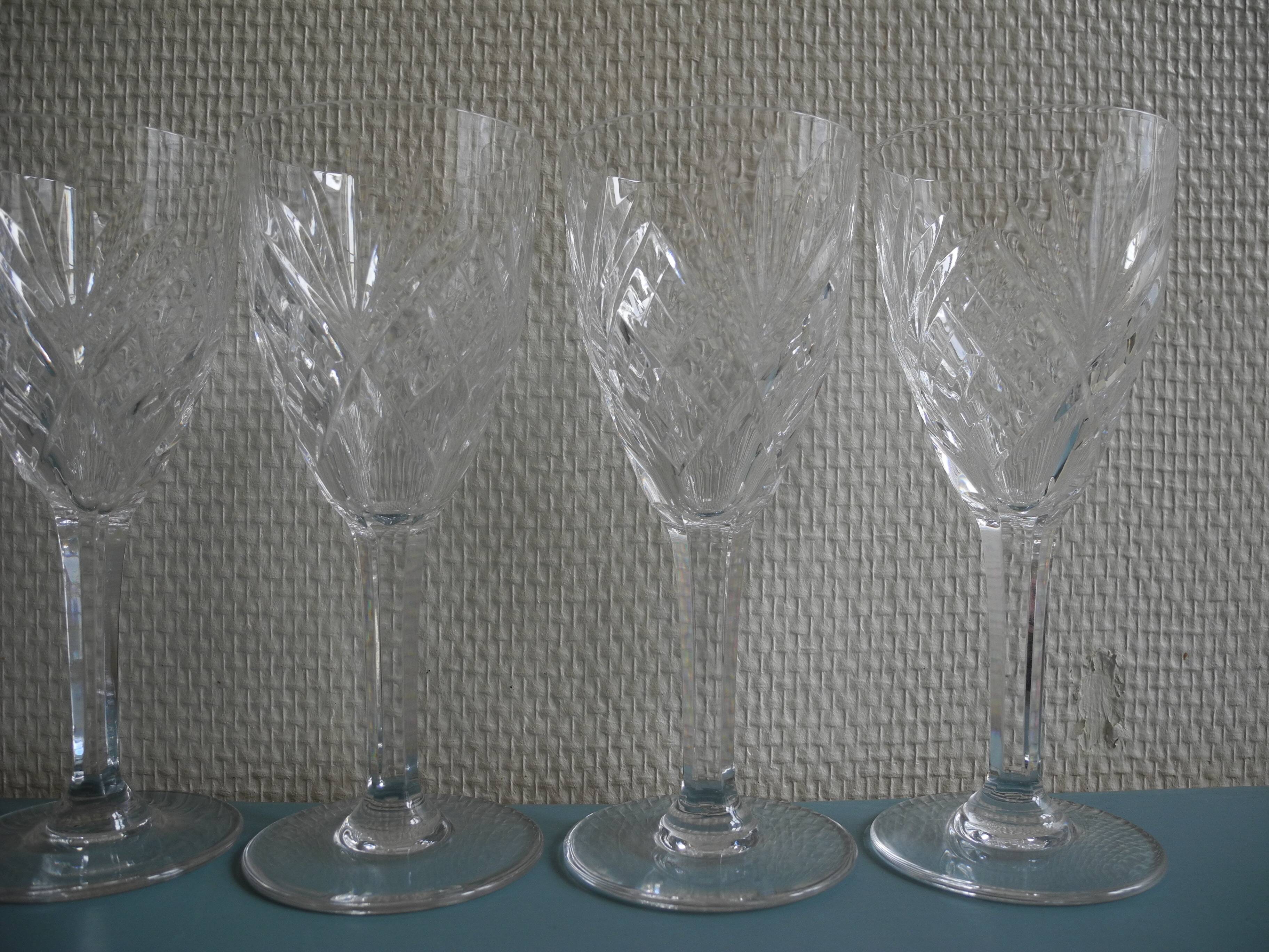 Set of 6 Saint Louis Chantilly crystal wine glasses
