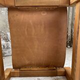 Solid elm and leather stool Maison Regain