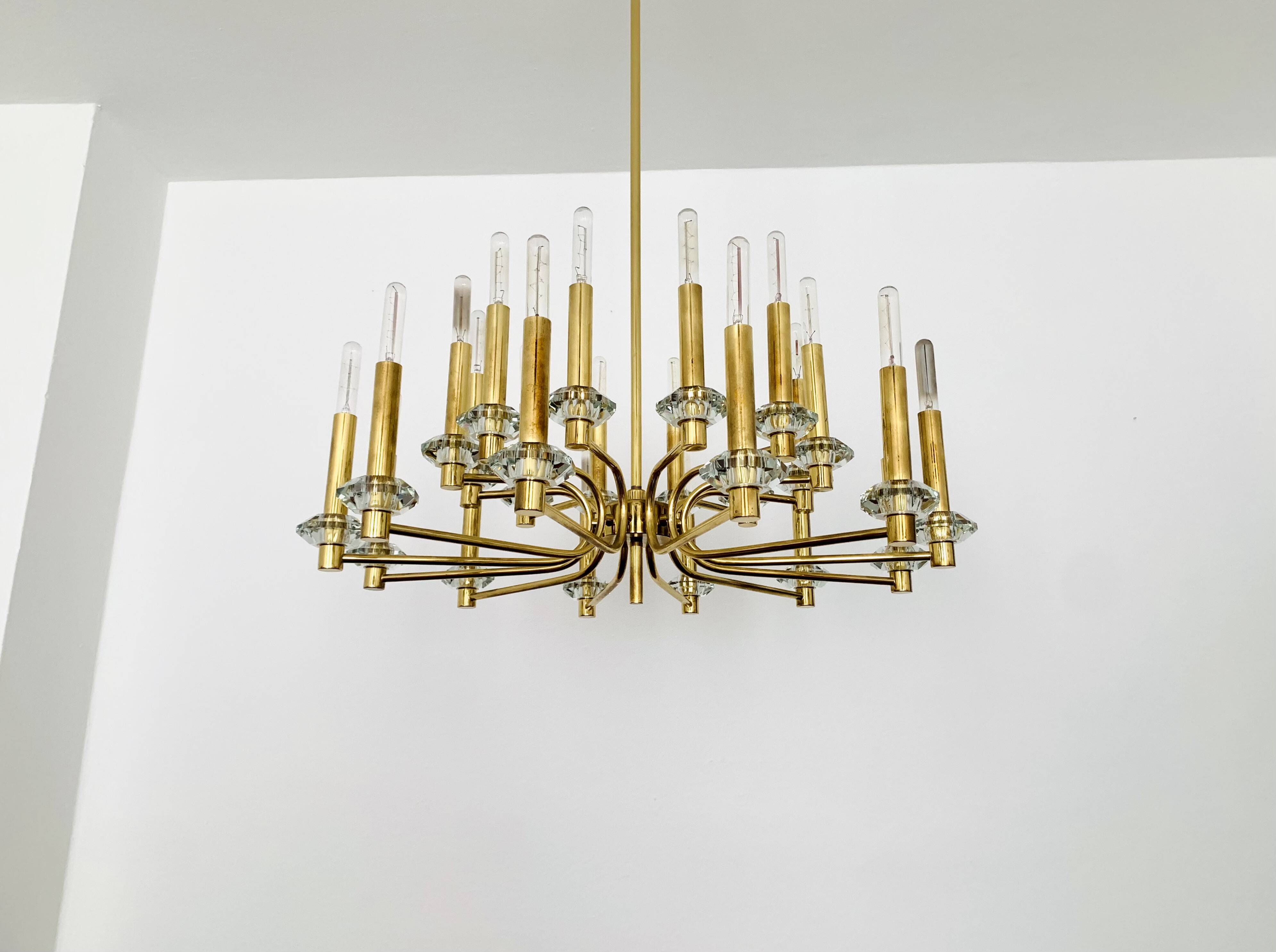Brass Chandelier by Gaetano Sciolari