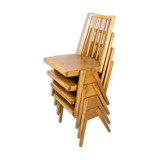 Set of 4 Danish Design Mid Century Wooden Stacking Chairs Streben Vintage Skandi Wooden Chair