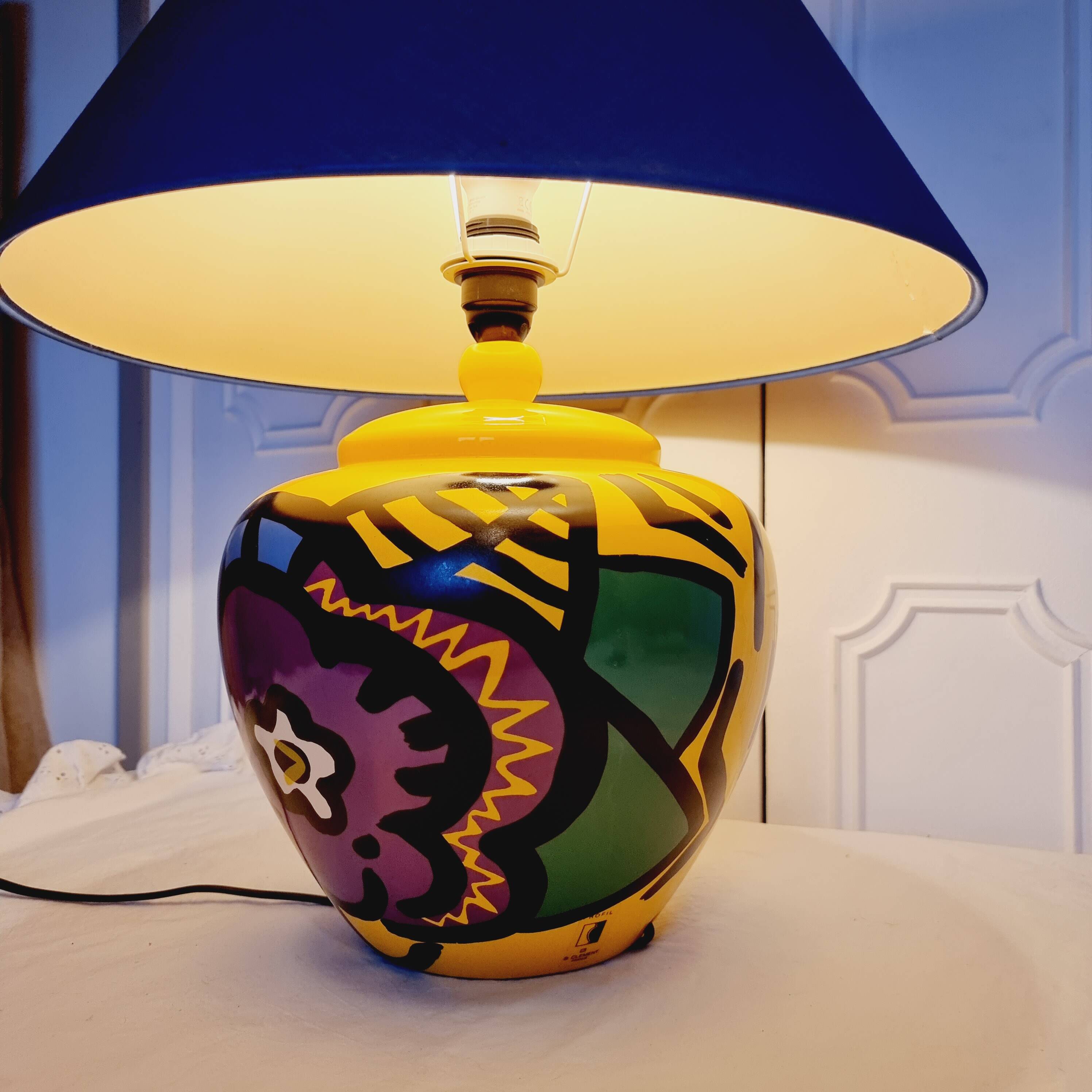 lampe de table française en céramique de Saint-Clément des années 1950