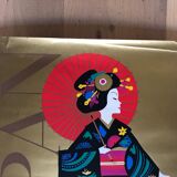 Affiche ancienne serigraphiée par Jungbluth pour Varig  - Japon -