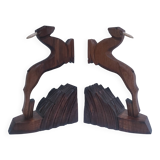 pair of art deco bookends in chamois wood