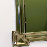 Large luxurious rectangular fully bevelled mirror with brass frame, Italy, 1980s