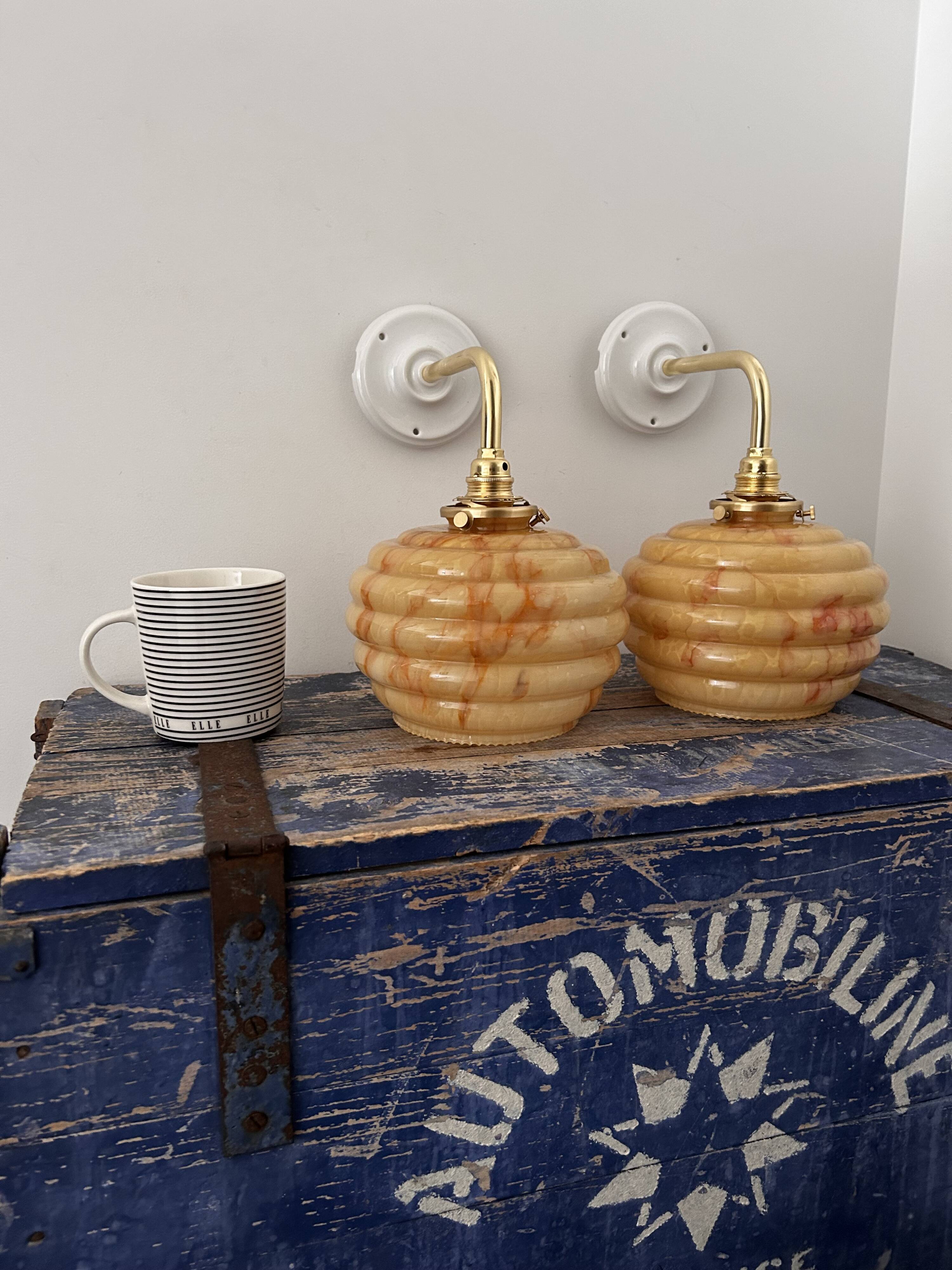 Pair of Art Deco globe wall lights