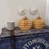Pair of Art Deco globe wall lights