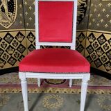 Suite de 6 chaises de style Louis XVI velours rouge