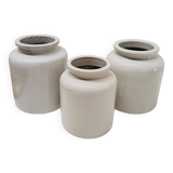 Set of 3 linen stoneware pots