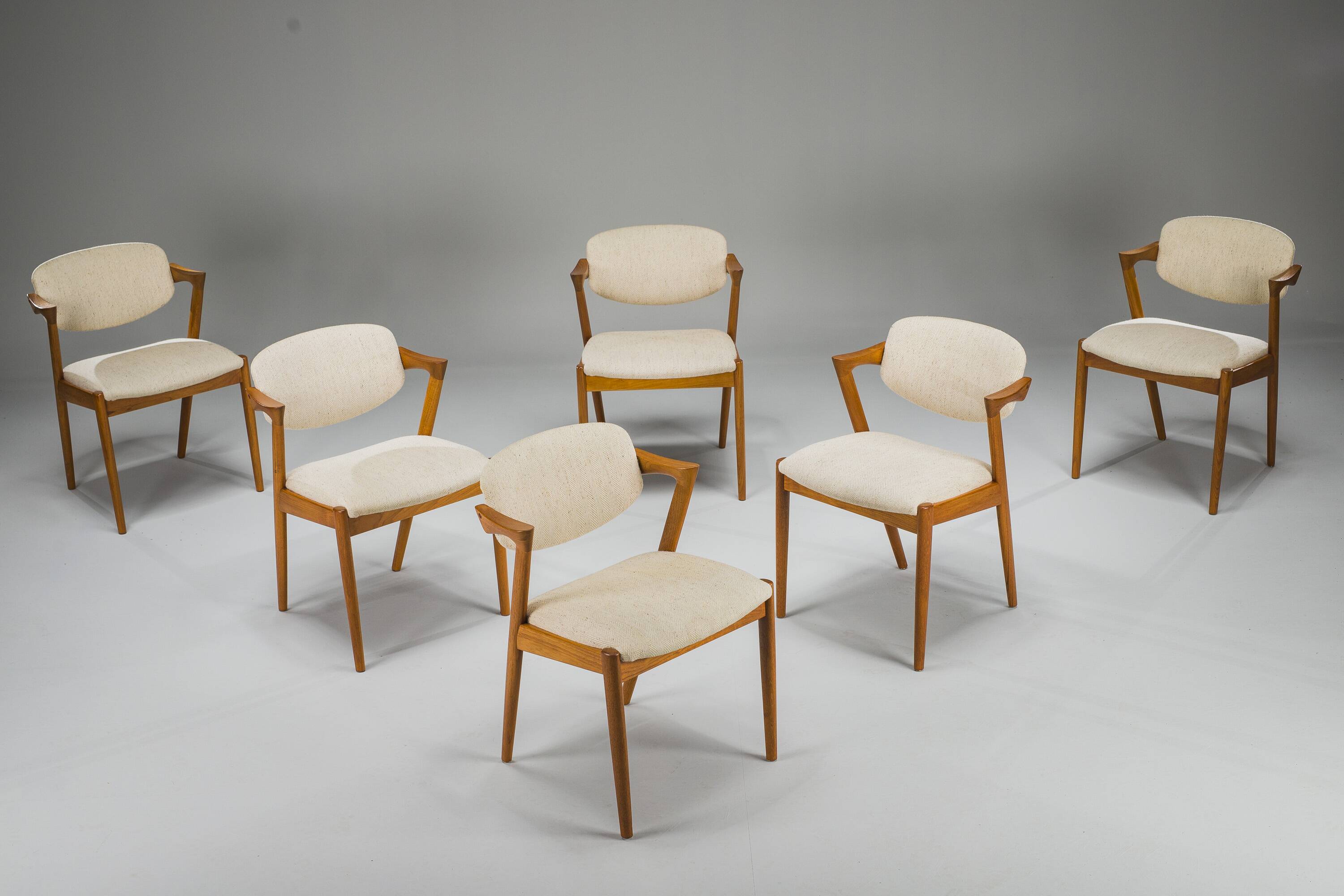 Dining Chairs Model 42 in Teak, Kai Kristiansen for Schou Andersen, 1960s,