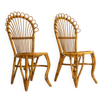 Two rare beautiful original 1960s bamboo chairs from Italy
