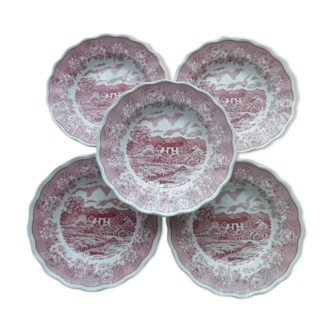 Set of 5 Hollow Porcelain Plates from N.Fontebasso Italy
