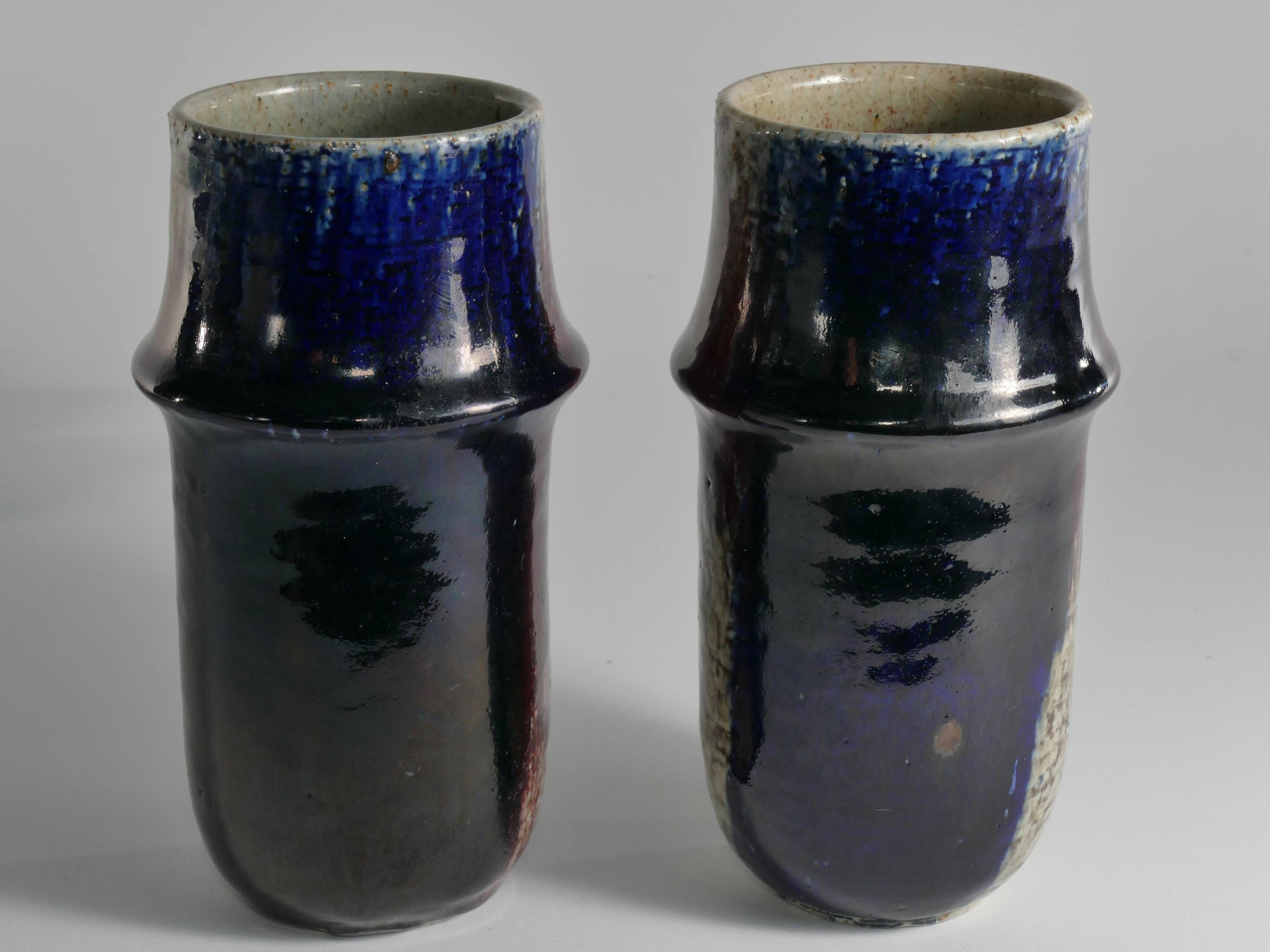 Scandinavian Modern Ceramic Vases, Sylvia Leuchovius, Rörstrand 1976,  Set of 2