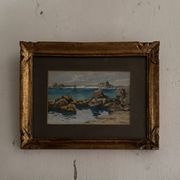 Aquarelles sur papier représentant des côtes rocheuses par L. Roger, XXe