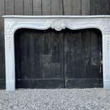 Louis XV style fireplace in grey and white Carrara marble circa 1980